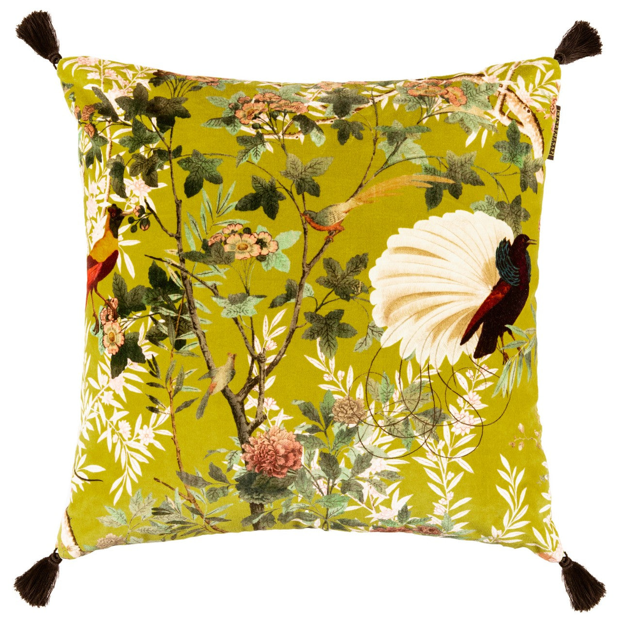 SPANISH EMBROIDERY Velvet Embroidered Cushion - Green