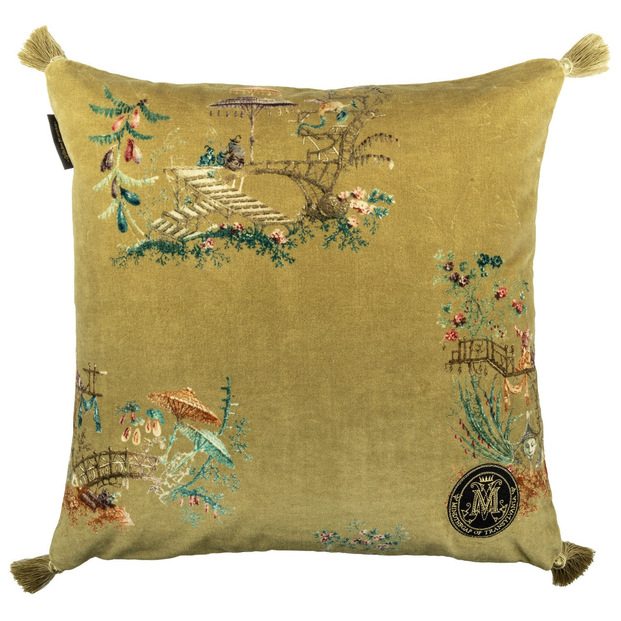 CHINOISERIE Velvet Cushion - Sand