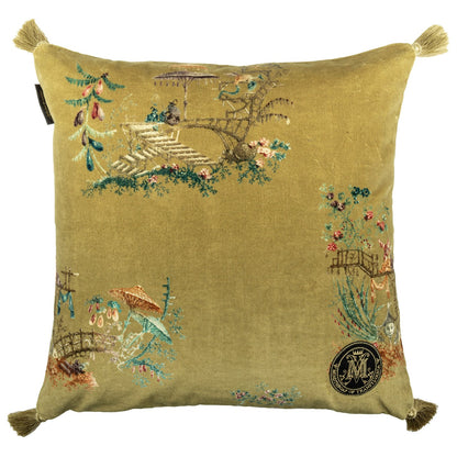 CHINOISERIE Velvet Cushion - Sand