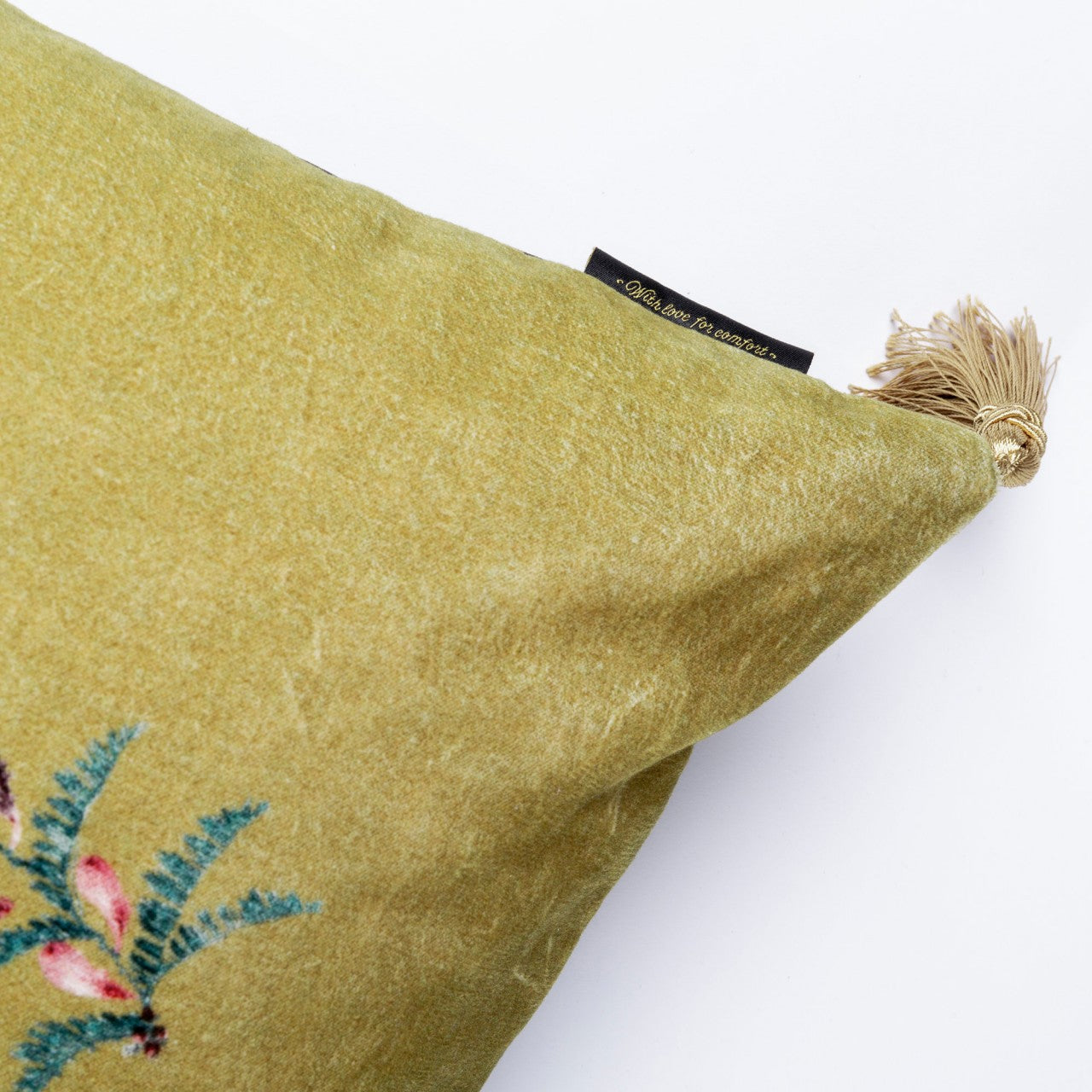 BIRDS OF THE GARDEN Velvet Embroidered Room Cushion 4 - Blue