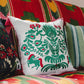 HORSE PARADE Linen Embroidered Room Cushion 2 - Green