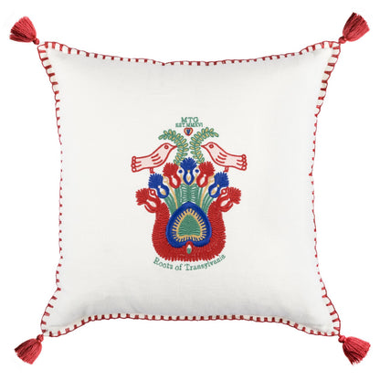 ROOTS OF TRANSYLVANIA Linen Embroidered Cushion - White