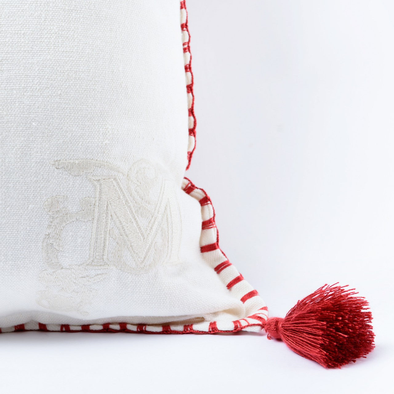 ROOTS OF TRANSYLVANIA Linen Embroidered Room Cushion 3 - White