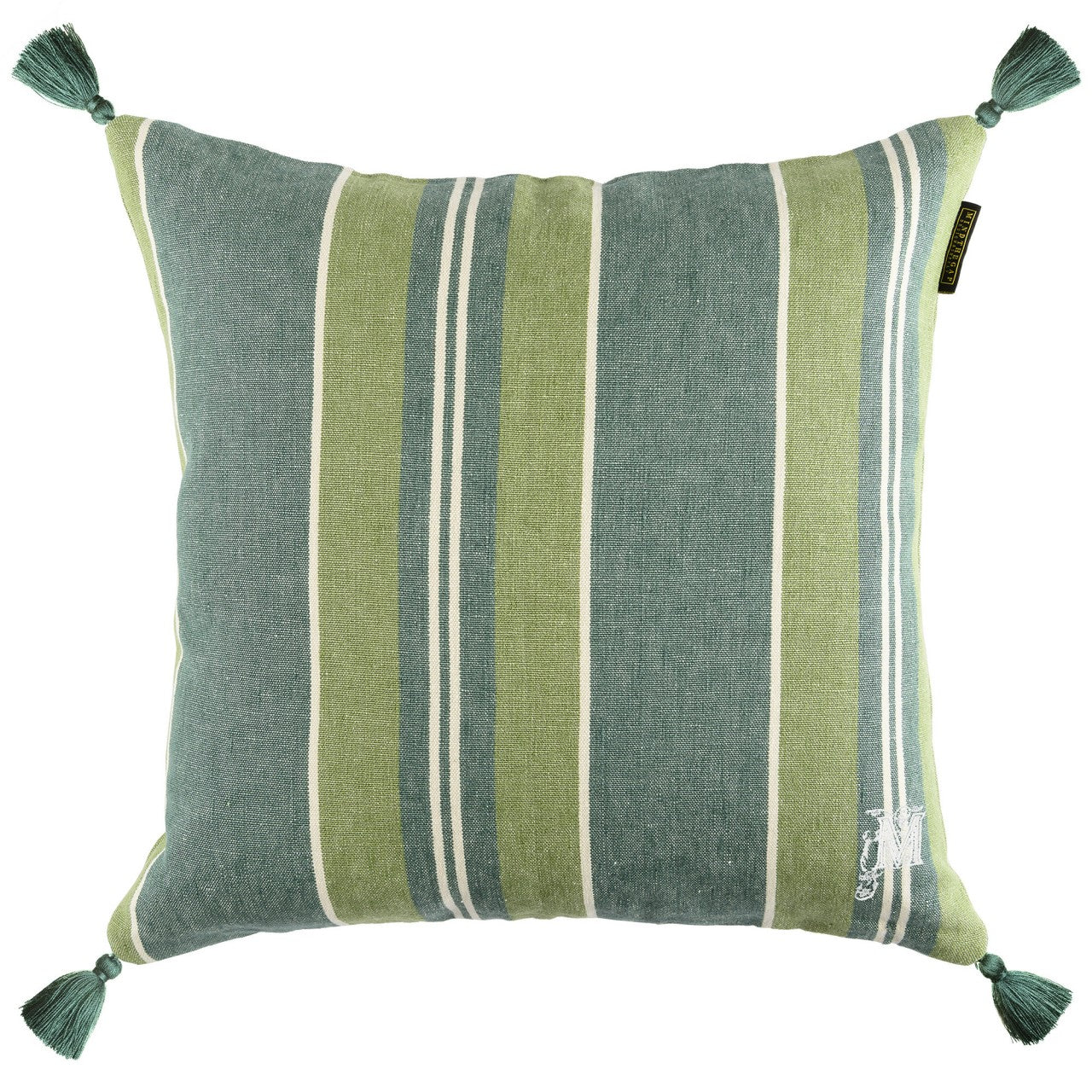 SZEPVIZ Stripe Heavy Linen Cushion - Green