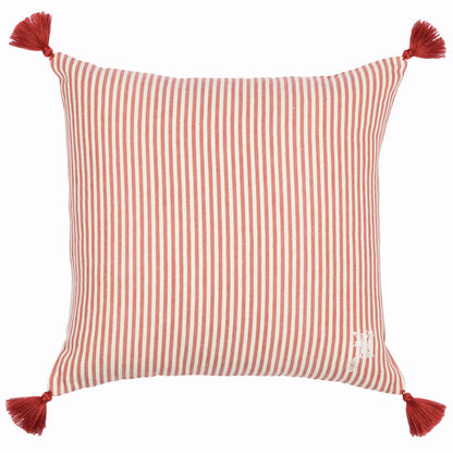 RHUBARB Stripe Heavy Linen Cushion - Pink
