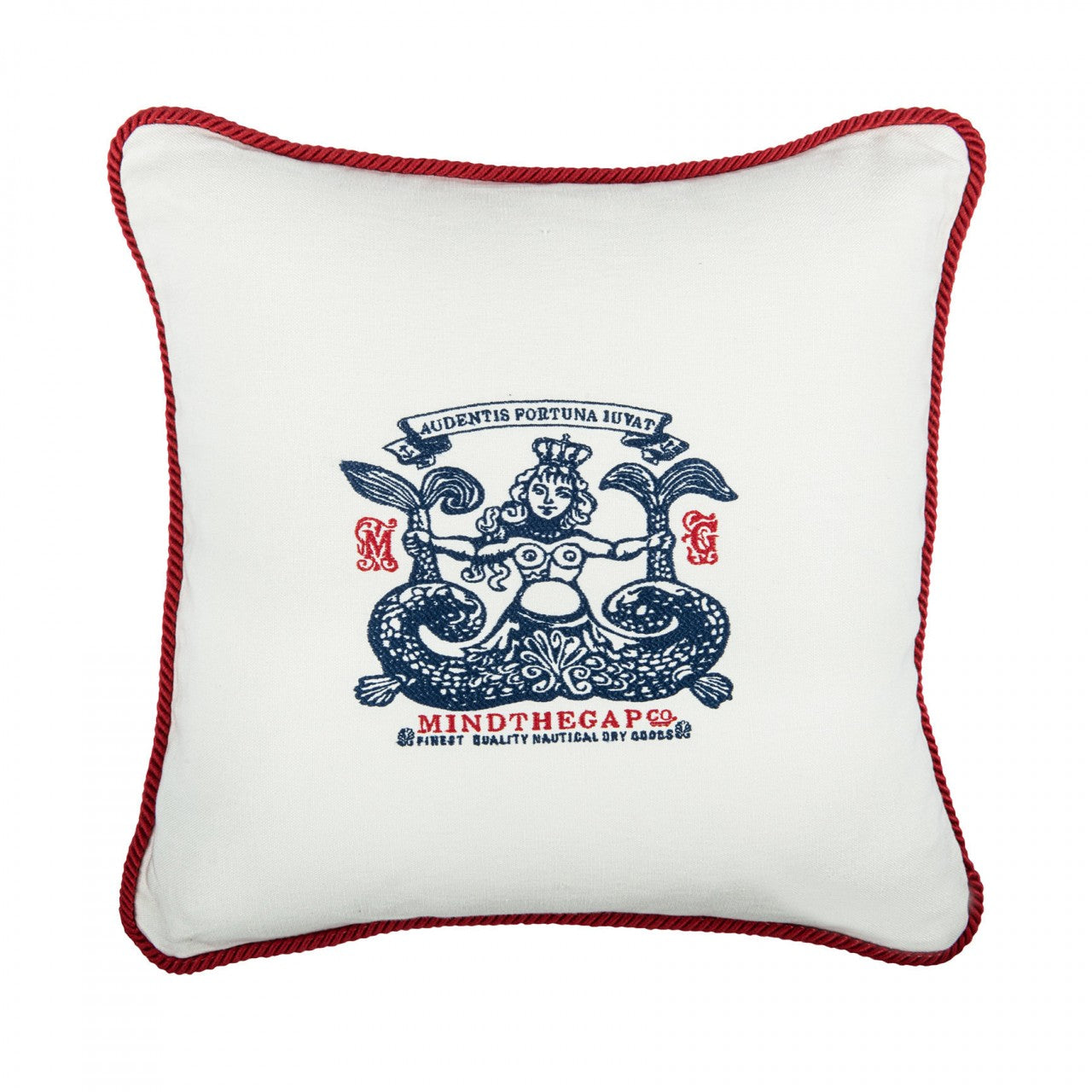 SIREN Linen Embroidered Cushion - White