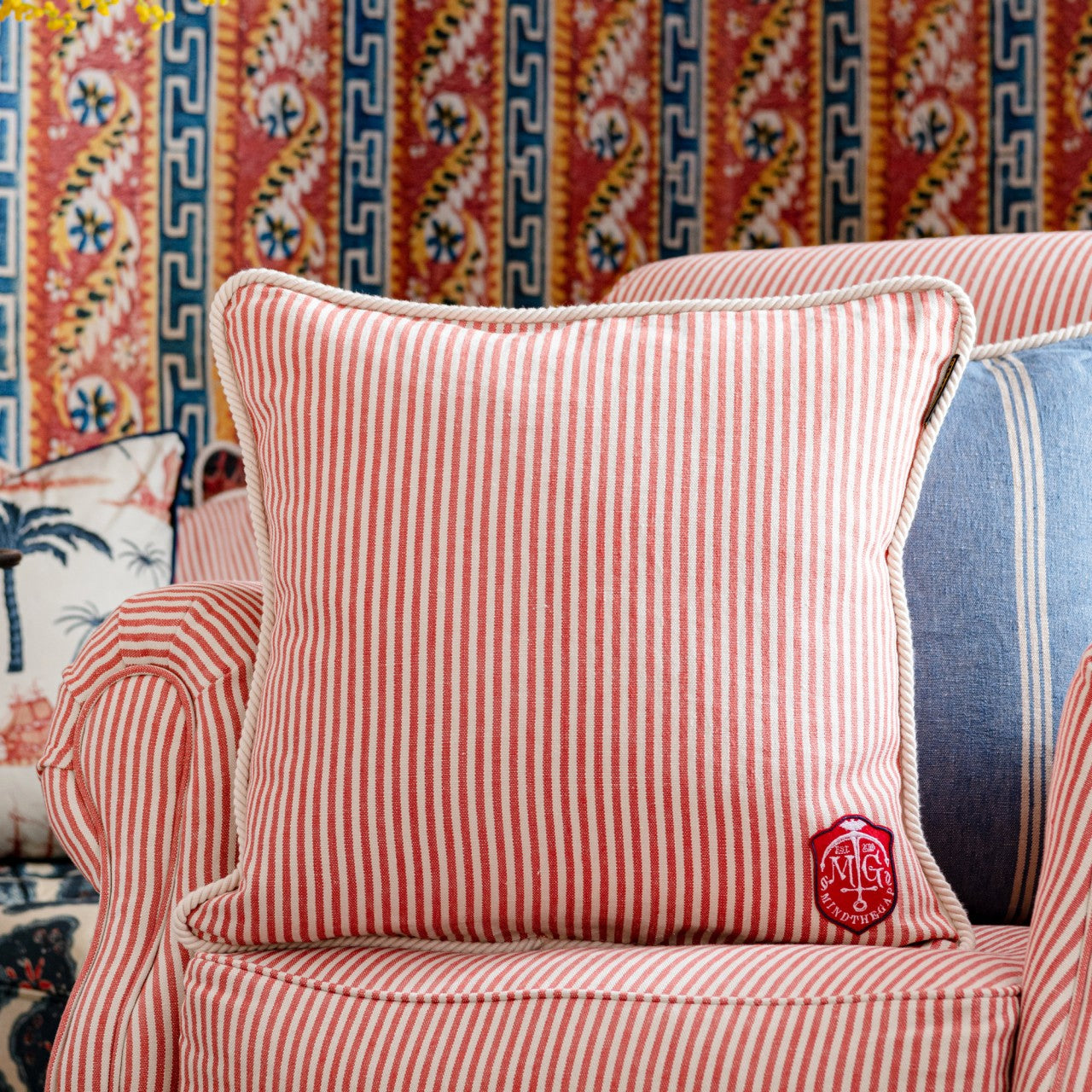 RHUBARB Stripe Room Cushion - Pink