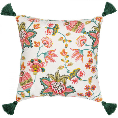 MIDSUMMER FLORAL Embroidered Cushion - Pink