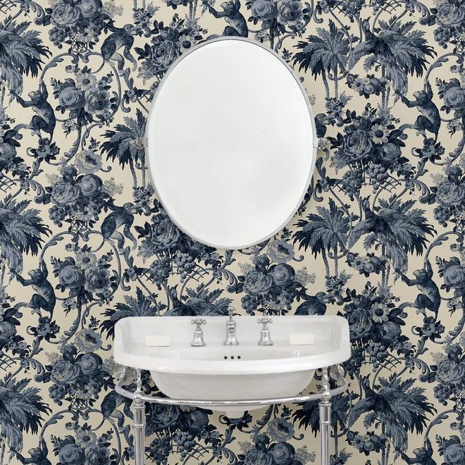 Monkey Puzzle Indigo Room Wallpaper