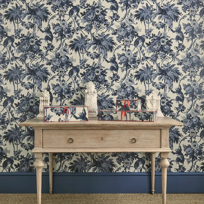 Monkey Puzzle Indigo Room Wallpaper