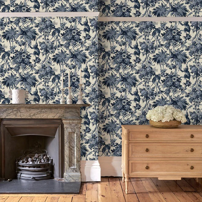 Monkey Puzzle Indigo Room Wallpaper