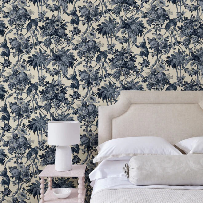 Monkey Puzzle Indigo Room Wallpaper