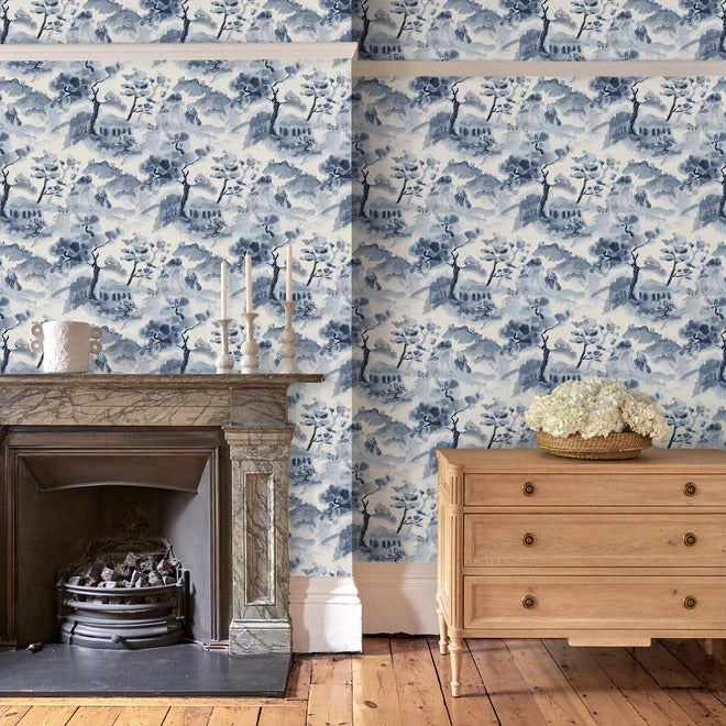 Mountain Retreat Ink Room Wallpaper