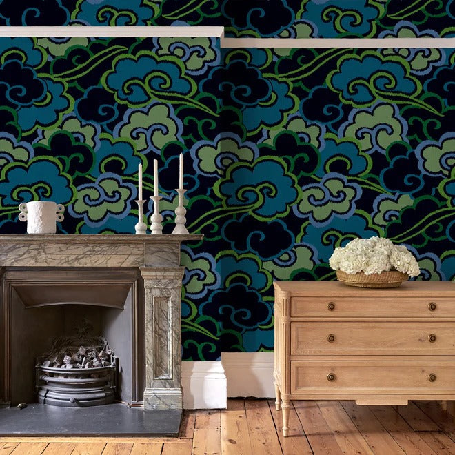 Kimono Dreams Moss Room Wallpaper