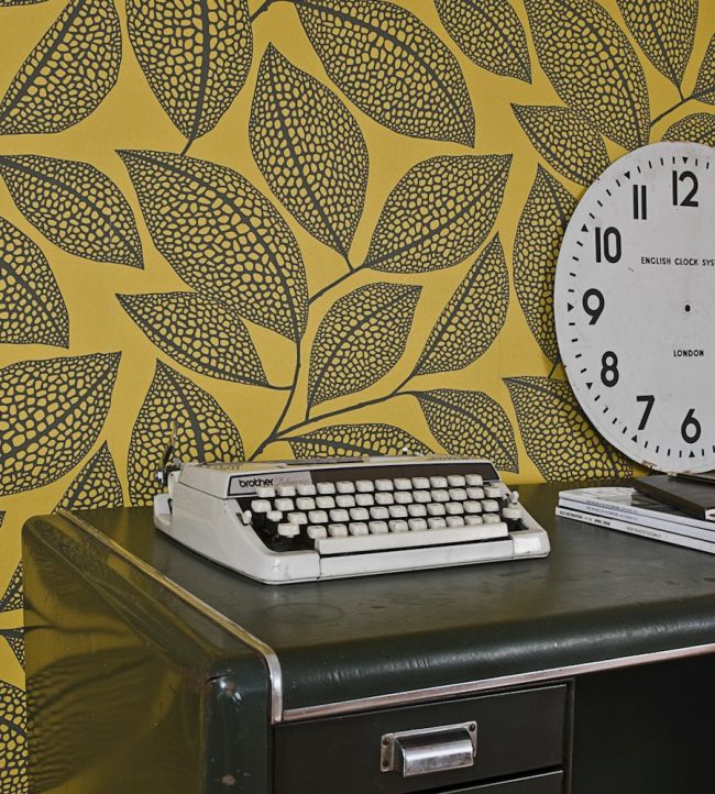Pebble Leaf Room Wallpaper - Yellow