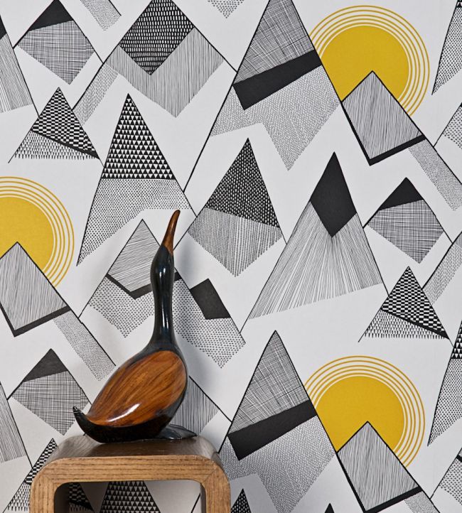 Mountains Room Wallpaper - White