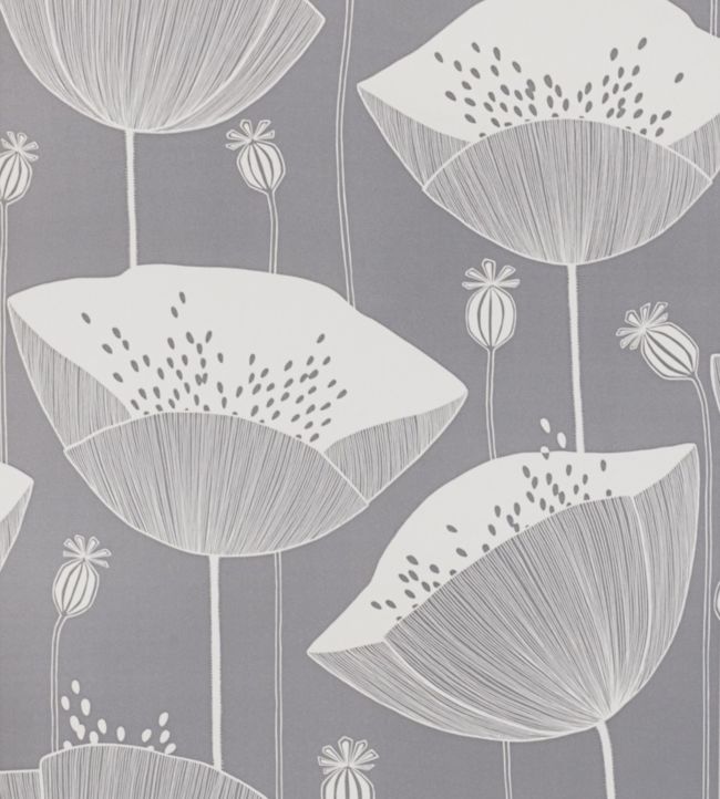 Poppy Wallpaper - Gray 