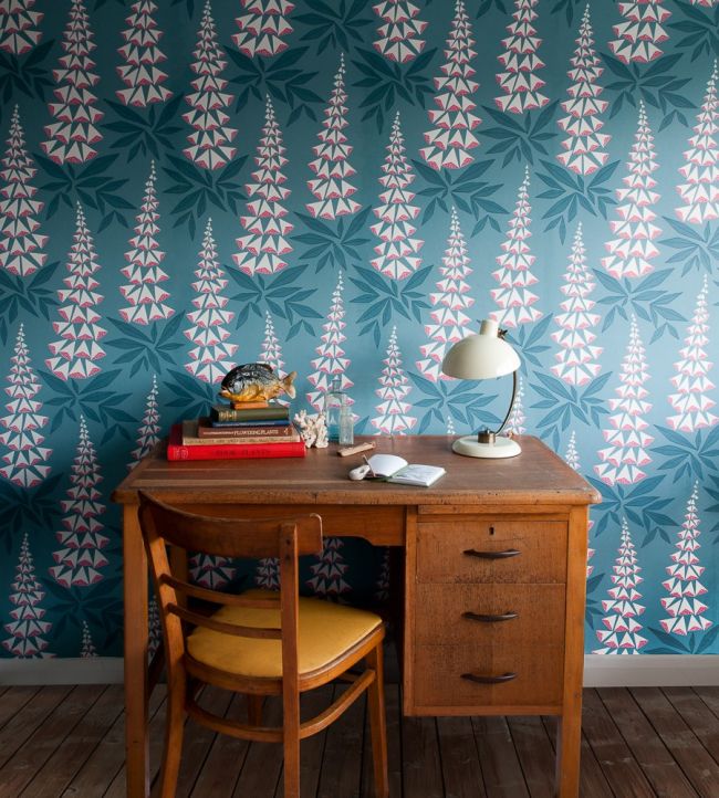 Foxglove Room Wallpaper - Blue