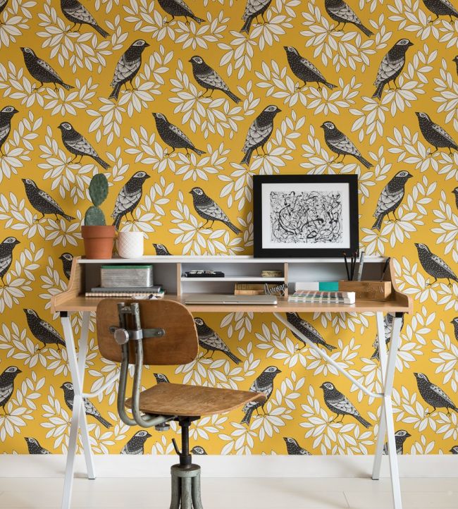 Songbird Room Wallpaper - Yellow