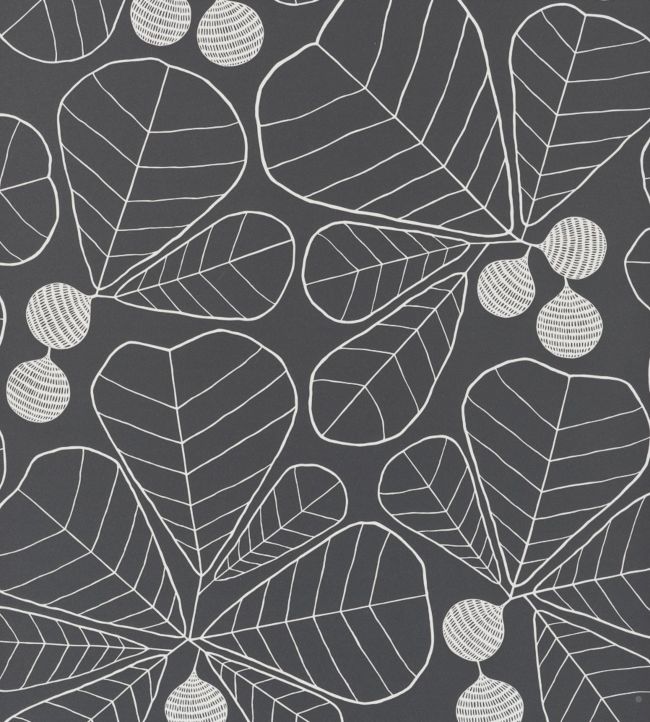 Great Leaf Wallpaper - Black