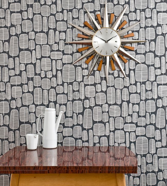 Little Trees Room Wallpaper - Black