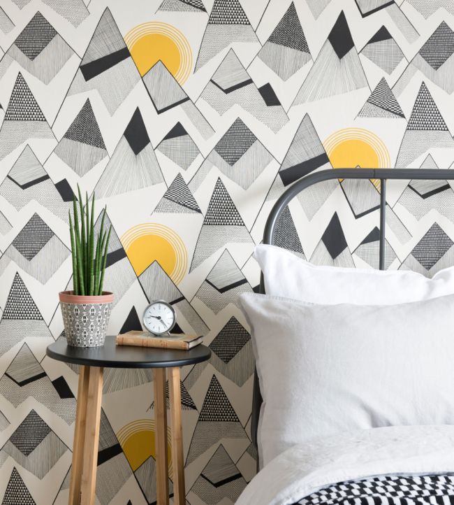 Mountains Room Wallpaper - Gray