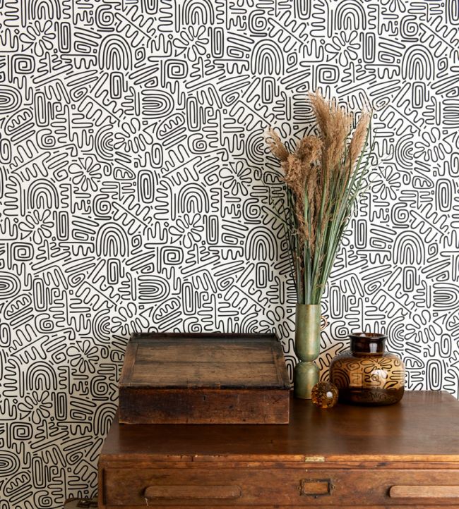 Nazca Room Wallpaper - Black