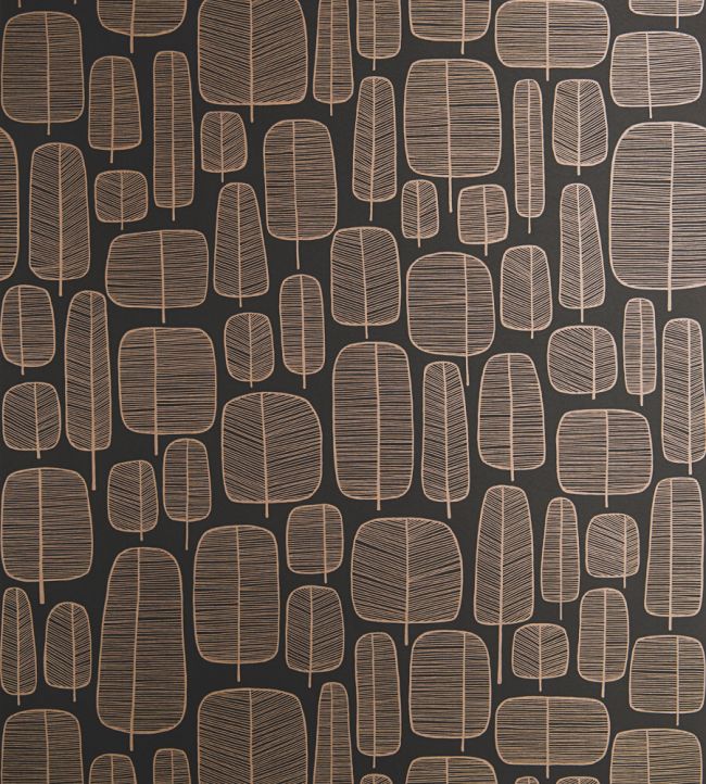 Little Trees Metallic Wallpaper - Brown