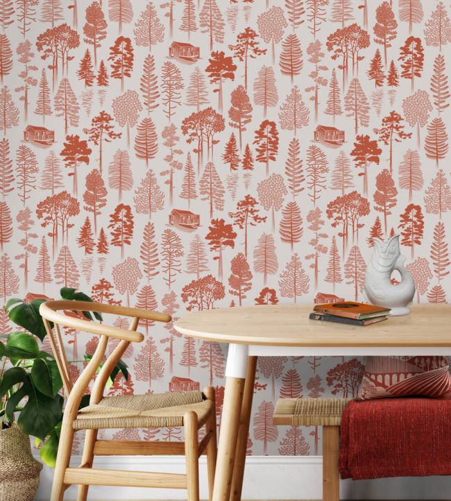 Catskills Room Wallpaper - Pink