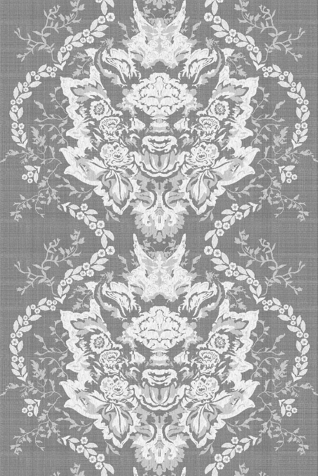 Devil Damask Lace Fabric - Gray