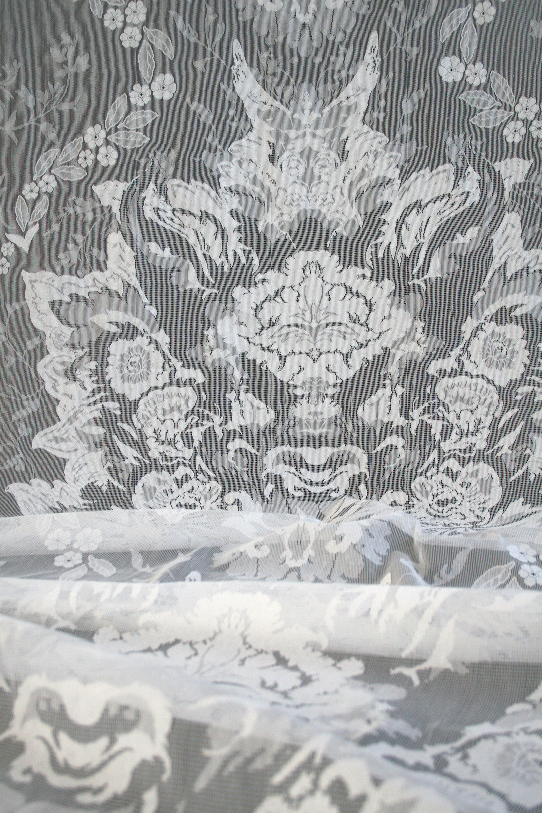 Devil Damask Lace Room Fabric - Gray