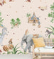 Elephant Setting Nursery Room Mural - Multicolor