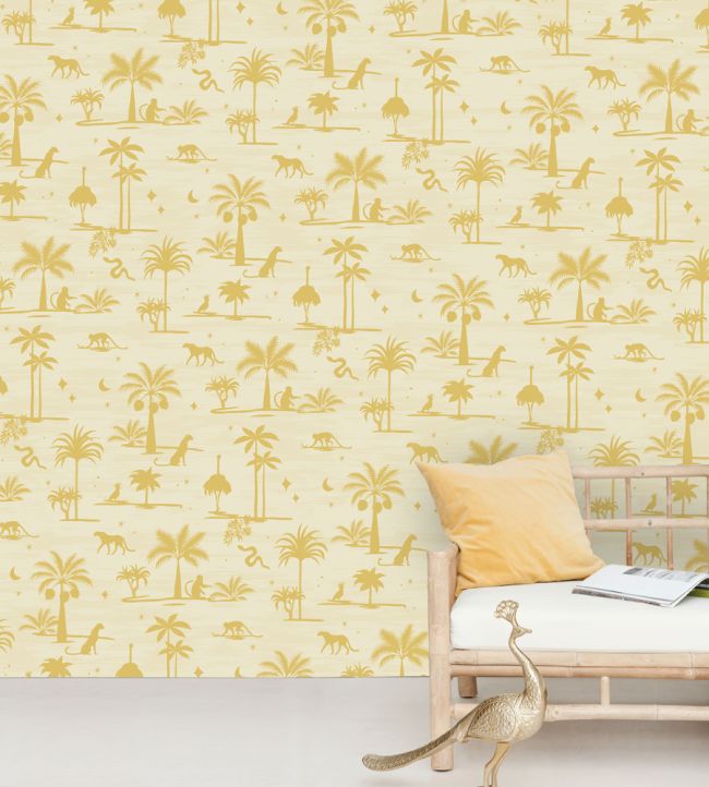 Jungle Silhouette Room Mural - Yellow