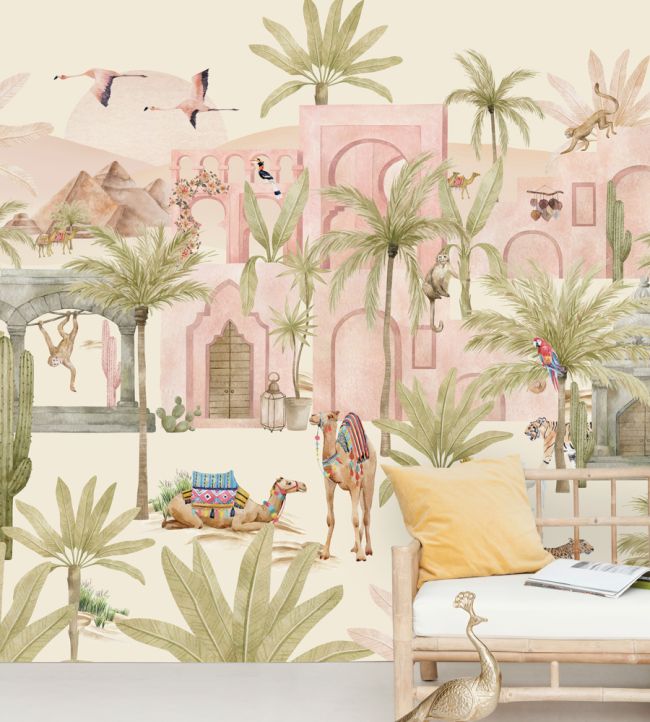 Pink Oasis Room Mural - Pink
