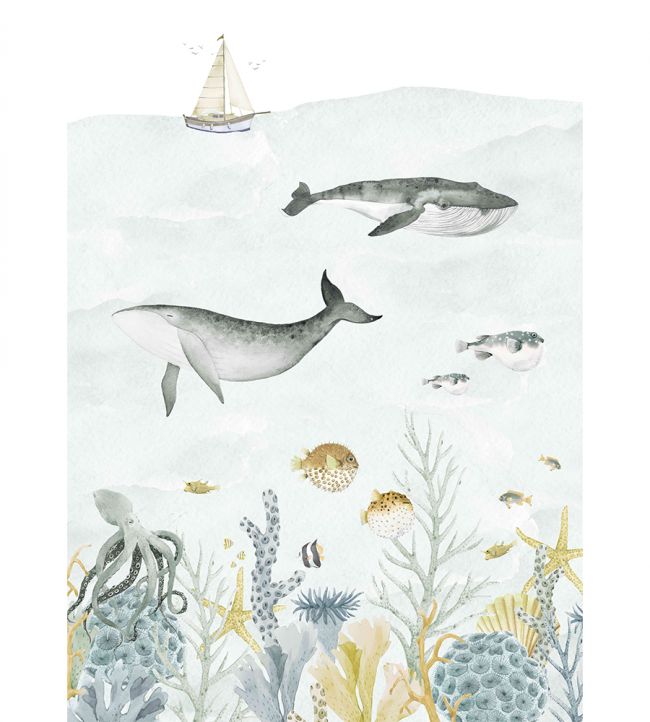 Sealife Nursery Mural - Blue