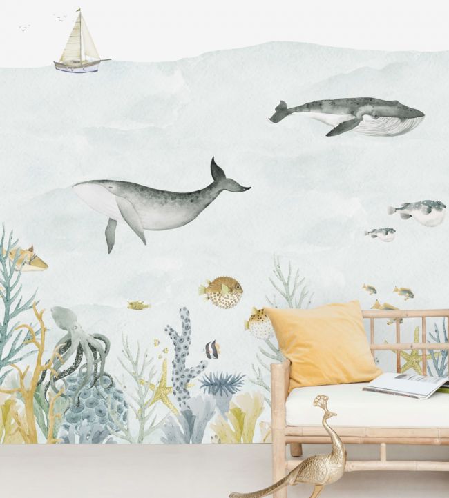 Sealife Nursery Room Mural - Blue