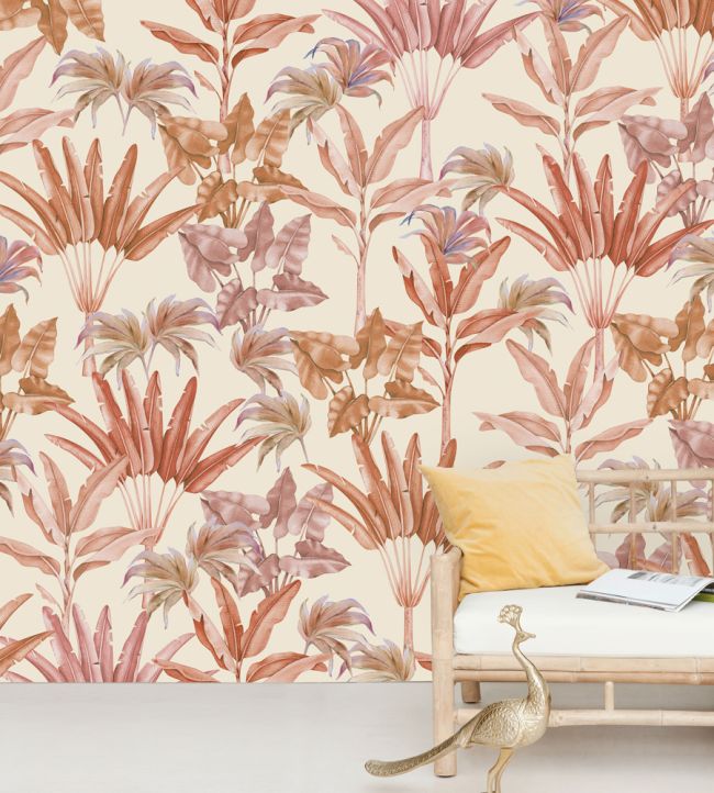 Terra Leaves Room Mural - Pink
