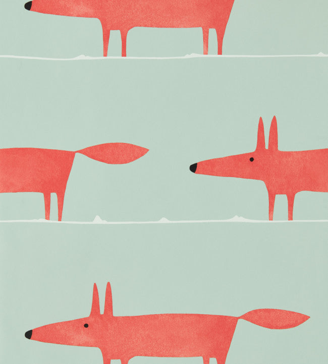 Mr Fox Wallpaper - Teal 