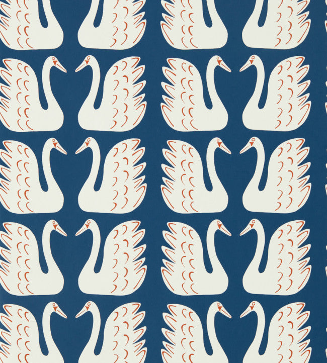 Swim Swam Swan Wallpaper - Blue