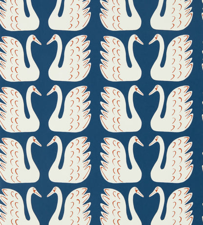 Swim Swam Swan Wallpaper - Blue