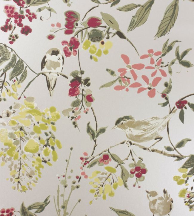 NCW4182-02 - Penglai Wallpaper - Charcoal/Sage/Coral - Nina Campbell