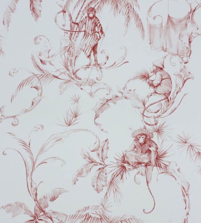 NCW4205-04 - Barbary Toile Wallpaper - Coral Red - Nina Campbell