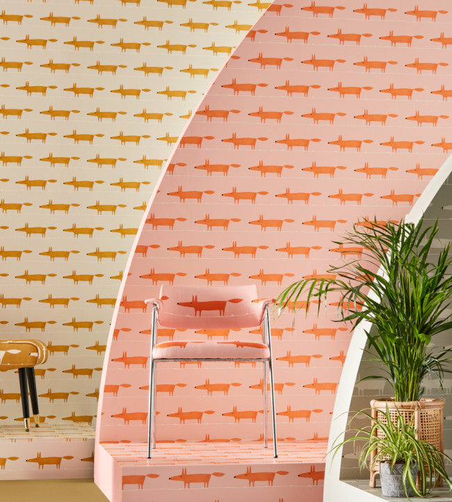 Midi Fox Room Wallpaper 2 - Orange 