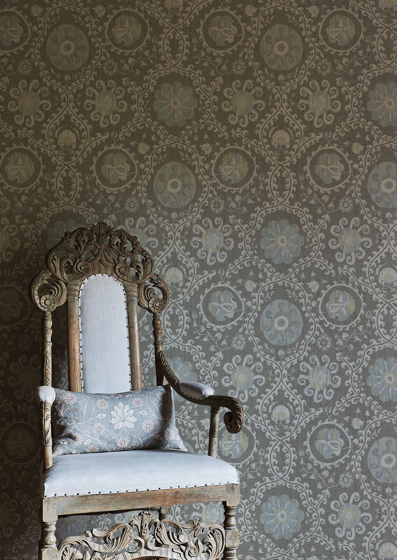 Oxus Wallpaper - Casement Blue - Lewis & Wood