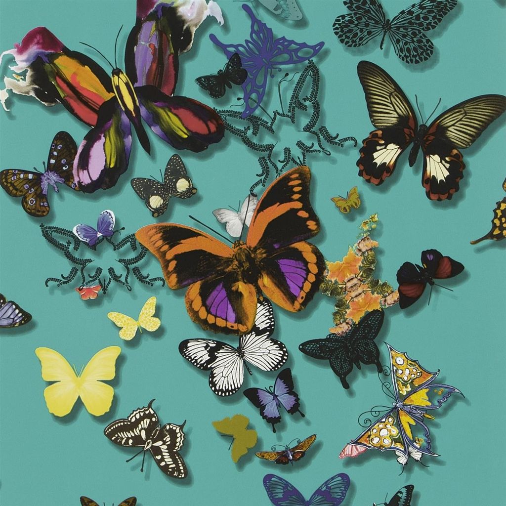 Butterfly Parade Wallpaper - Teal