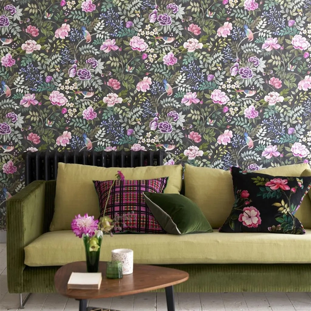 Porcelaine de Chine Wallpaper - Noir - PDG1146/02 - Designers Guild