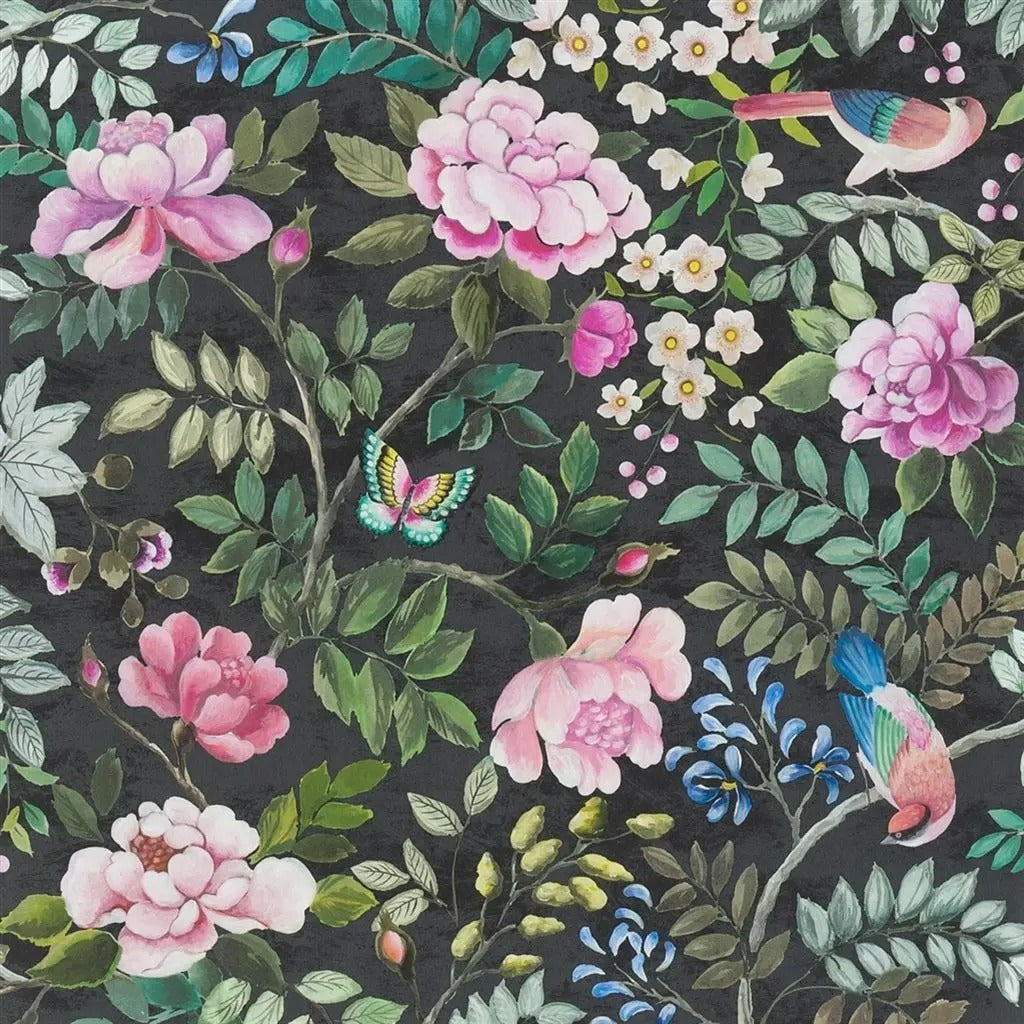 Porcelaine de Chine Wallpaper - Noir - PDG1146/02 - Designers Guild