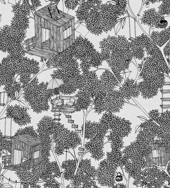 Treehouse Wallpaper - Gray 