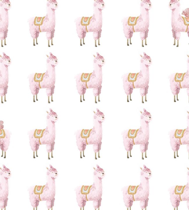 Alpaca Rebel Nursey Wallpaper - Pink 