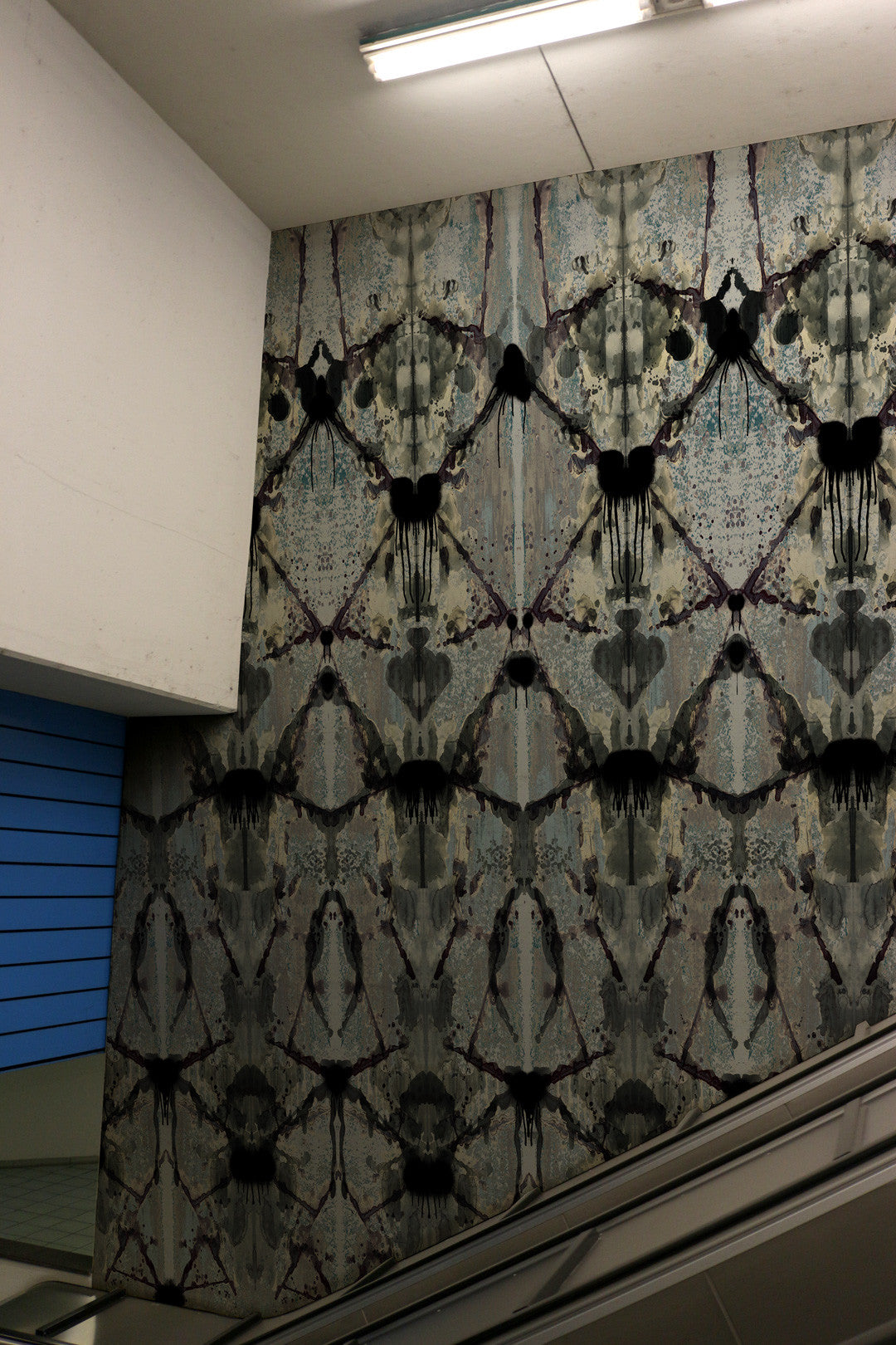 Rorschach Diamond Panel Room Wallpaper 3 - Blue